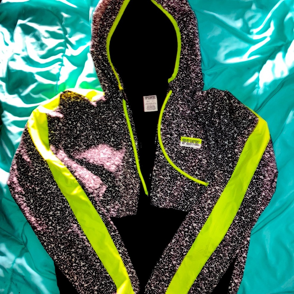 Victoria Secret jacket. Black & neon green. Size XS